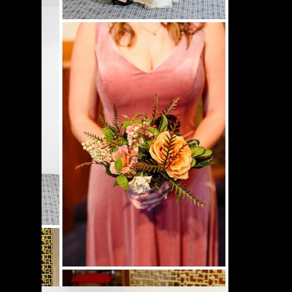 Bridesmaid Bill Levkoff Rose Stretch Velvet V-Neck, A-Line Gown - Picture 3 of 11